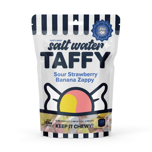 Sour Strawberry Banana Zappy Taffy Taffy Shop Family (32oz)