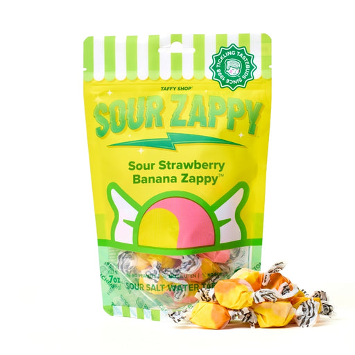 Sour Strawberry Banana Zappy Taffy Taffy Shop Personal (7oz)