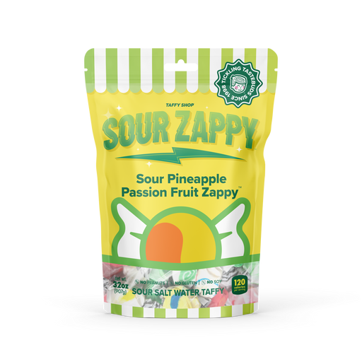Sour Pineapple Passion Fruit Zappy Taffy Taffy Shop Family (32oz)