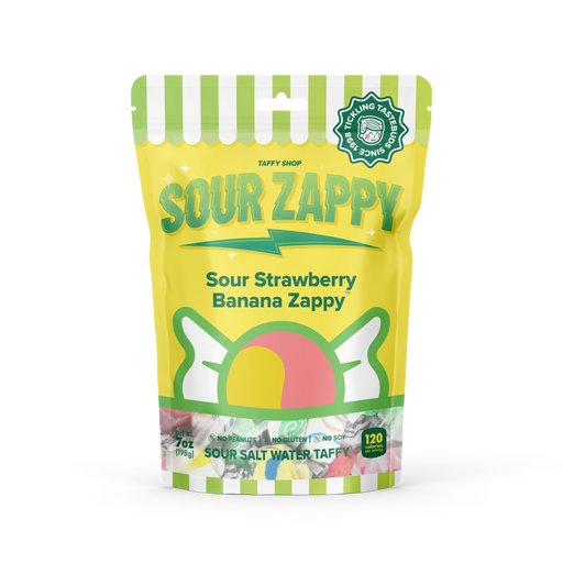 Sour Strawberry Banana Zappy Taffy Taffy Shop Personal (7oz)